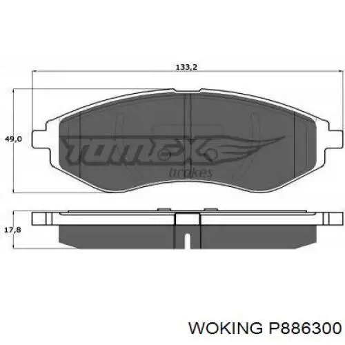 Передние тормозные колодки P886300 Woking