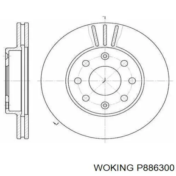 Колодки гальмівні передні, дискові P886300 Woking