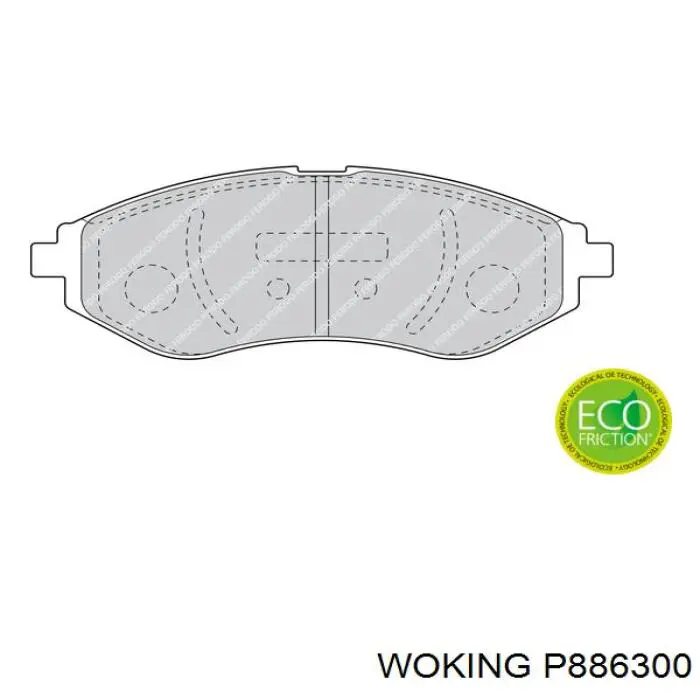 Колодки гальмівні передні, дискові P886300 Woking