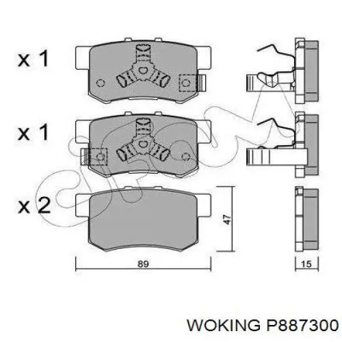 Передние тормозные колодки P887300 Woking