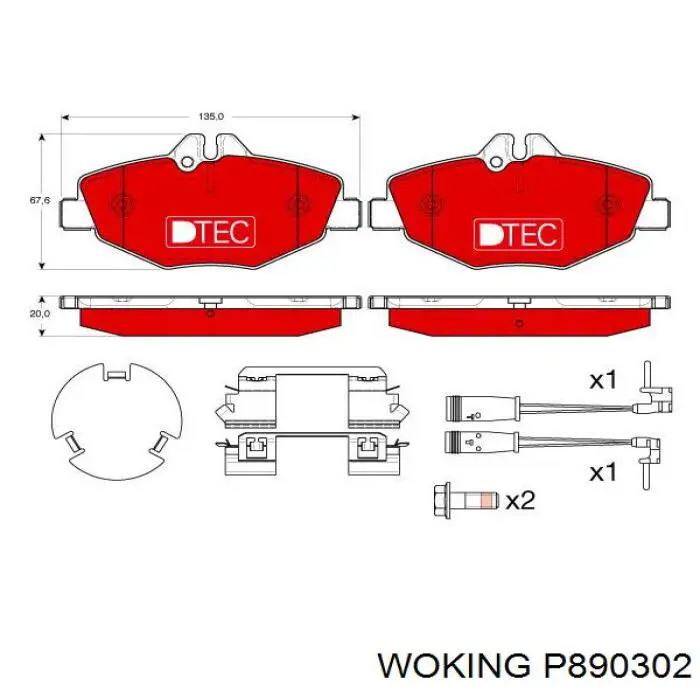 Передние тормозные колодки P890302 Woking