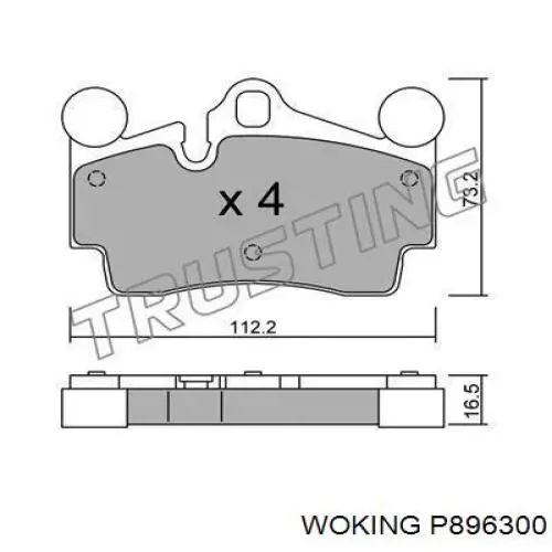 Задние тормозные колодки P896300 Woking