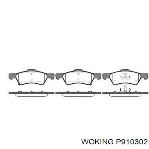 Передние тормозные колодки P910302 Woking