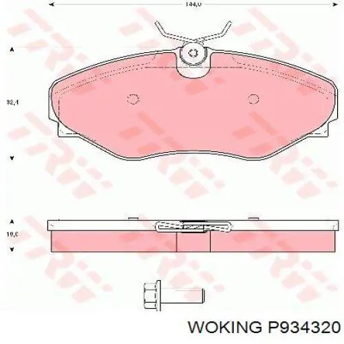 Купить P934320 Woking Колодки тормозные