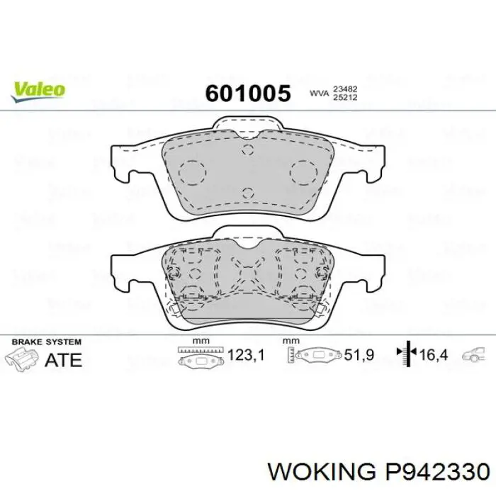 P942330 Woking Колодки тормозные дисковые комплект