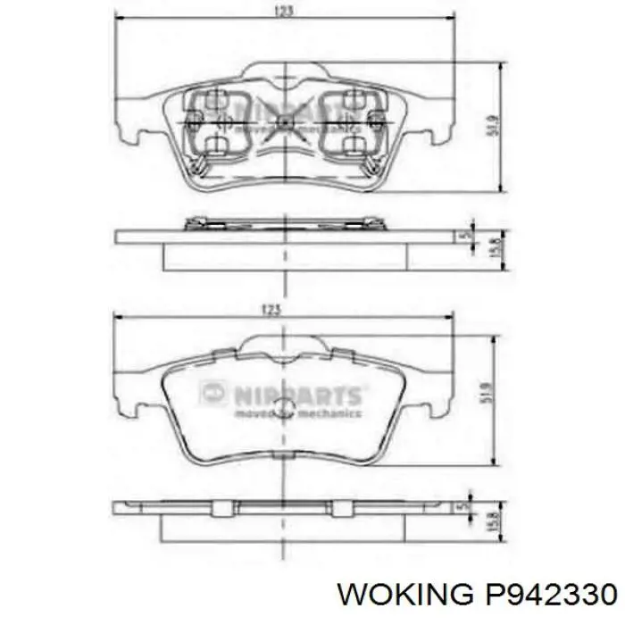 Колодки дисковые  Woking P942330 цена, от 21.82 USD