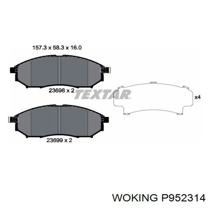 Колодки гальмівні передні, дискові P952314 Woking