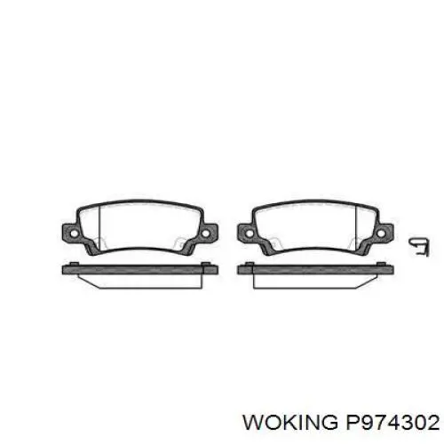 Задние тормозные колодки P974302 Woking