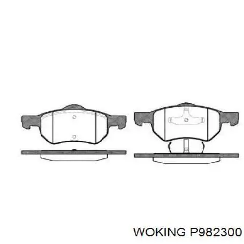 Передние тормозные колодки P982300 Woking