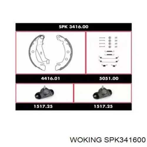 SPK341600 Woking колодки тормозные задние барабанные, в сборе с цилиндрами, комплект