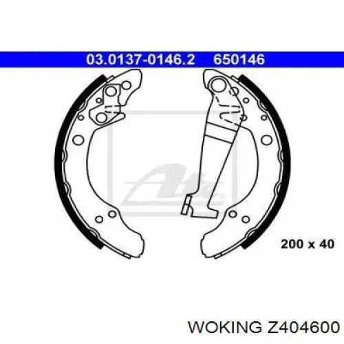 Задние барабанные колодки Z404600 Woking