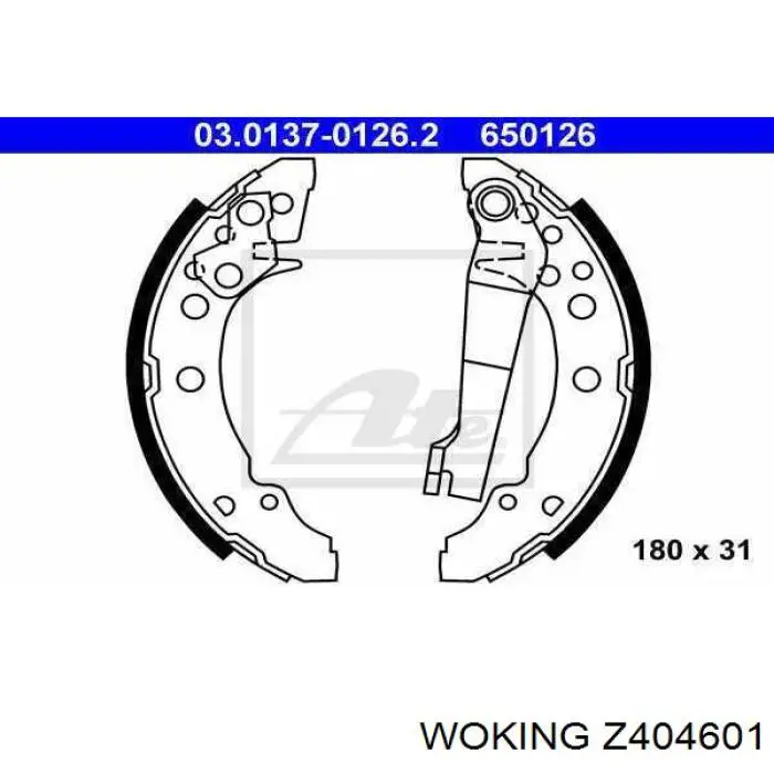 Задние барабанные колодки Z404601 Woking