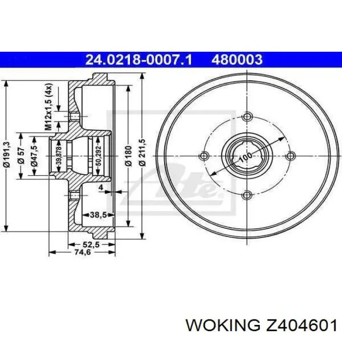Тормоза рабочие задние ножные и тормозные барабаны Woking Z404601 цена, от 12.16 USD