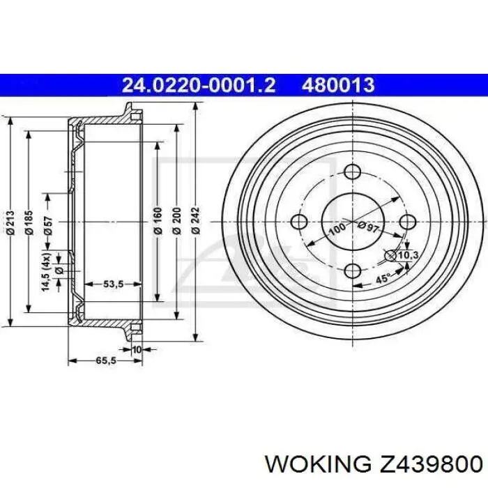 Колодки гальмові задні, барабанні Z439800 Woking
