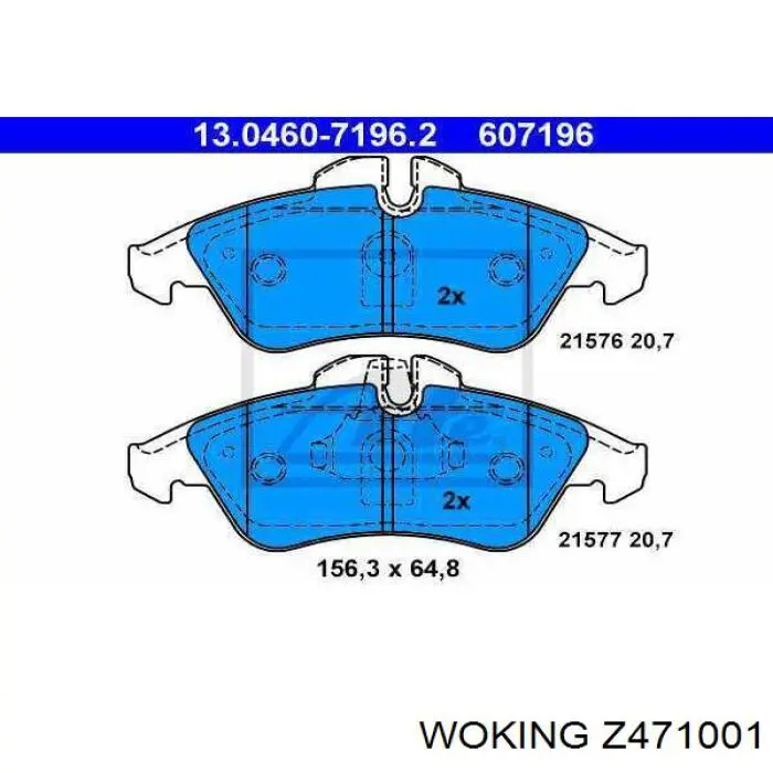 Z471001 Woking Тормозные колодки ручника
