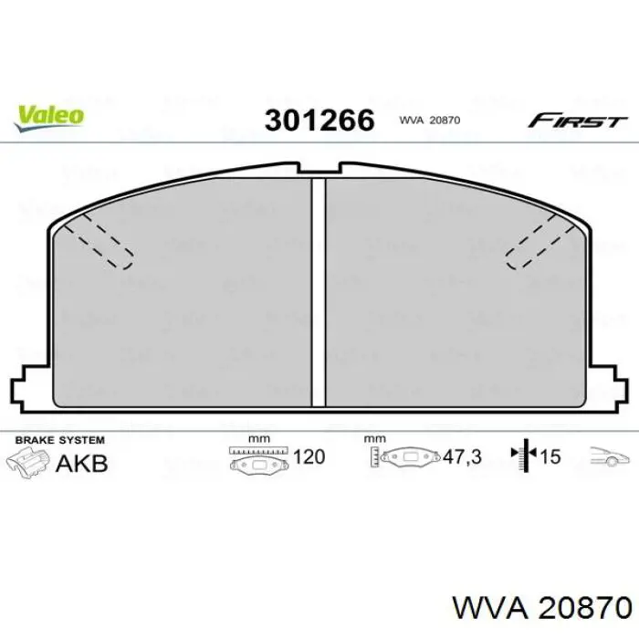 Колодки тормозные передние дисковые WVA 20870