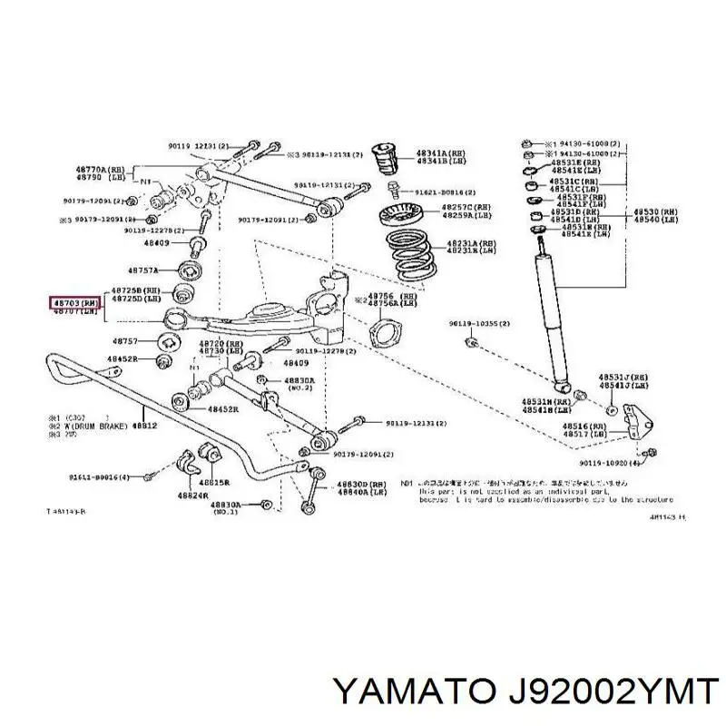 Рычаг (тяга) задней подвески продольный нижний правый Yamato J92002YMT цена, от 155.12 USD
