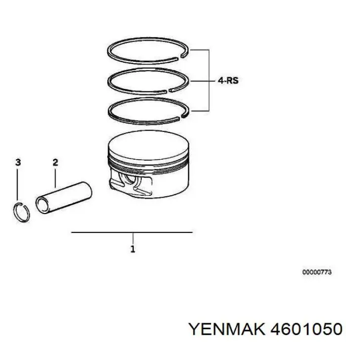 4601050 Yenmak поршень в комплекте на 1 цилиндр, 2-й ремонт (+0,50)
