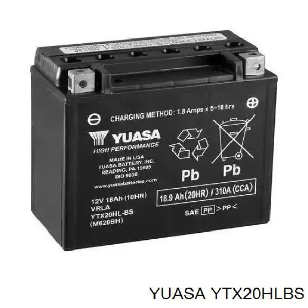 Аккумулятор Yuasa High Performance Maintenance Free 18 А/ч 12 В B00 YTX20HLBS