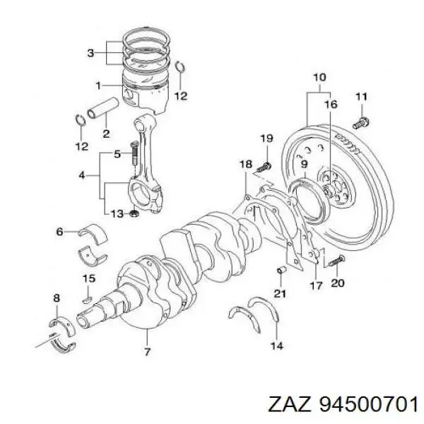Болт кронштейна подушки двигателя ZAZ 94500701 цена, от 0.42 USD