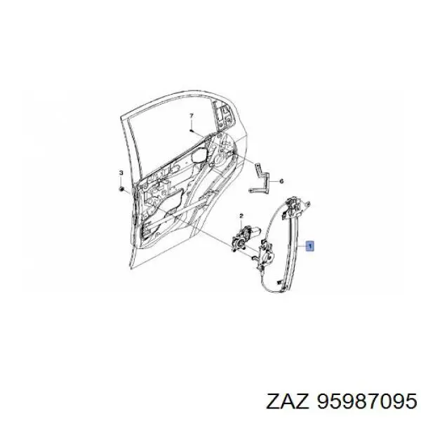 95987095 ZAZ mecanismo de acionamento de vidro da porta dianteira esquerda