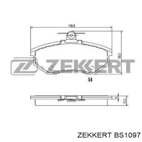 BS1097 Zekkert колодки тормозные передние дисковые