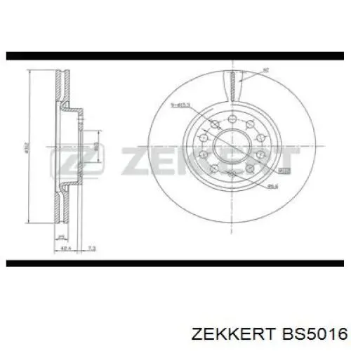 BS5016 Zekkert Диск тормозной передний