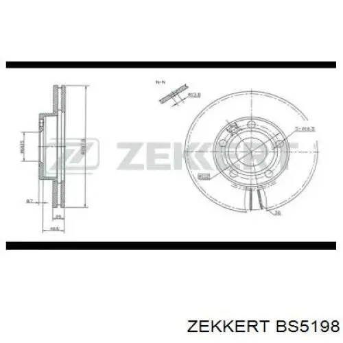 BS5198 Zekkert диск тормозной передний