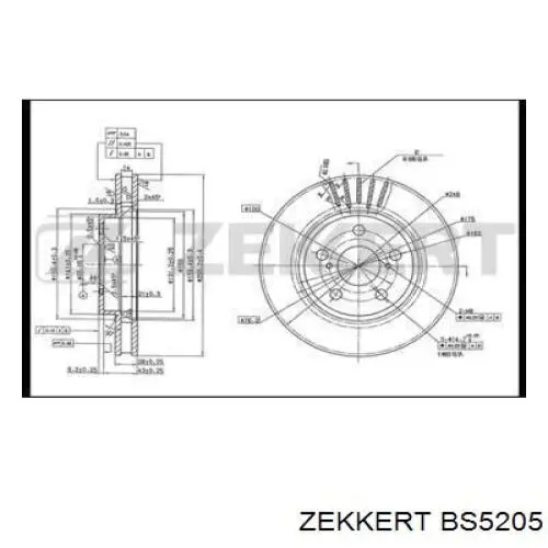 Передние тормозные диски BS5205 Zekkert