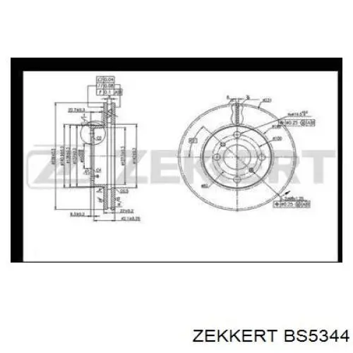 Передние тормозные диски BS5344 Zekkert