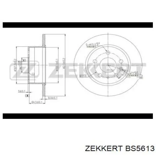 BS5613 Zekkert диск тормозной задний