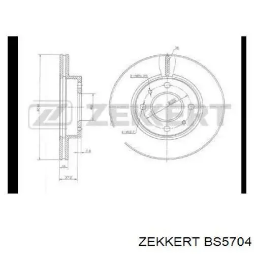 BS5704 Zekkert диск тормозной передний