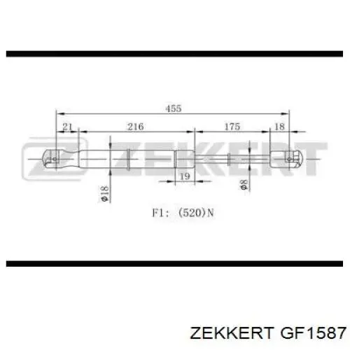 Амортизатор багажника GF1587 Zekkert