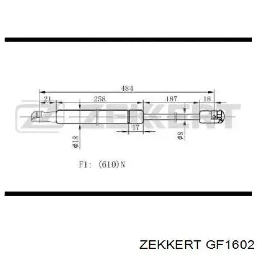 Амортизатор багажника GF1602 Zekkert