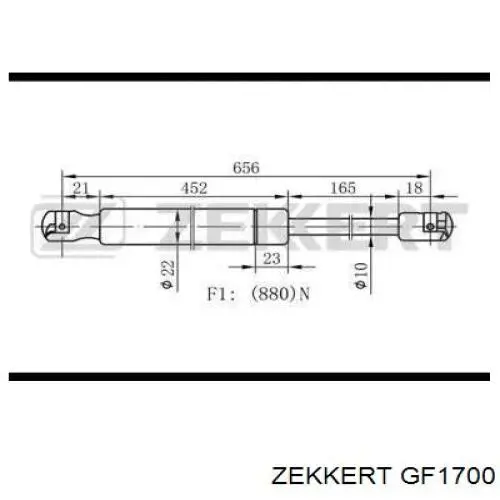 Амортизатор багажника GF1700 Zekkert