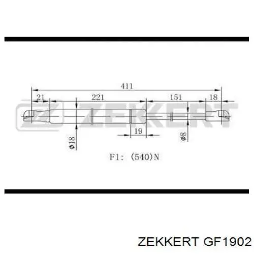 Амортизатор багажника GF1902 Zekkert