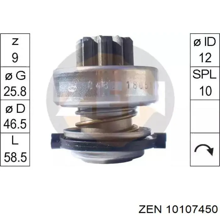 Купить 10107450 ZEN Бендикс стартера