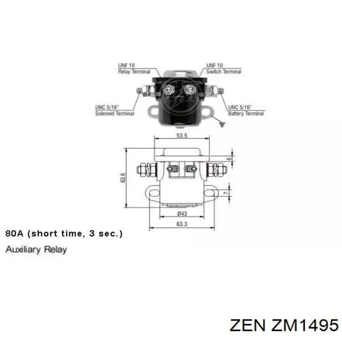 ZM1495 ZEN Тяговое реле стартера