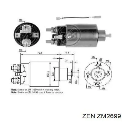 ZM2699 ZEN реле втягивающее стартера