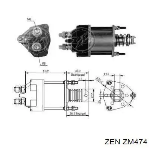 ZM474 ZEN реле втягивающее стартера