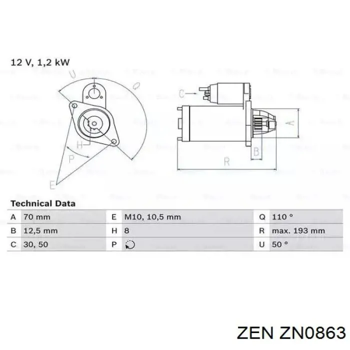 Бендикс стартера ZN0863 ZEN