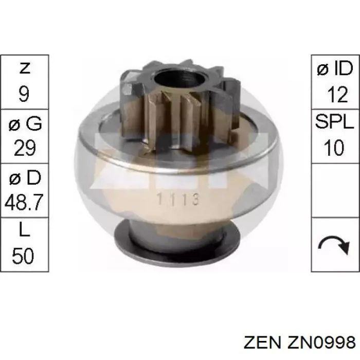 ZN0998 ZEN Привод стартера