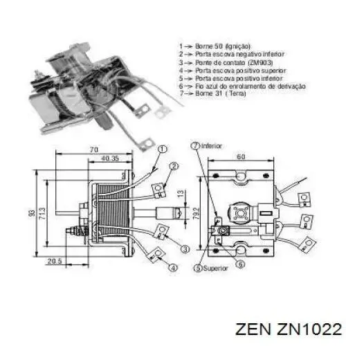 ZN1022 ZEN бендикс стартера