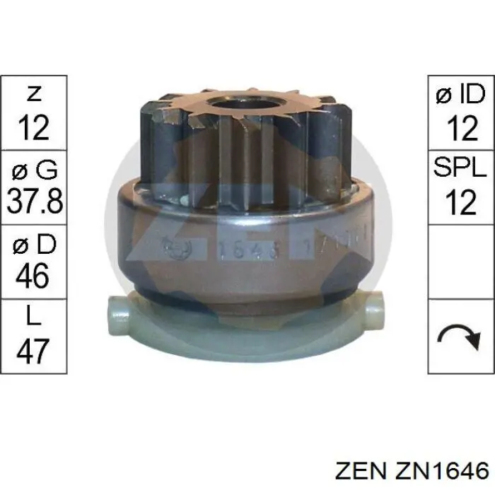 Бендикс стартера ZN1646 ZEN