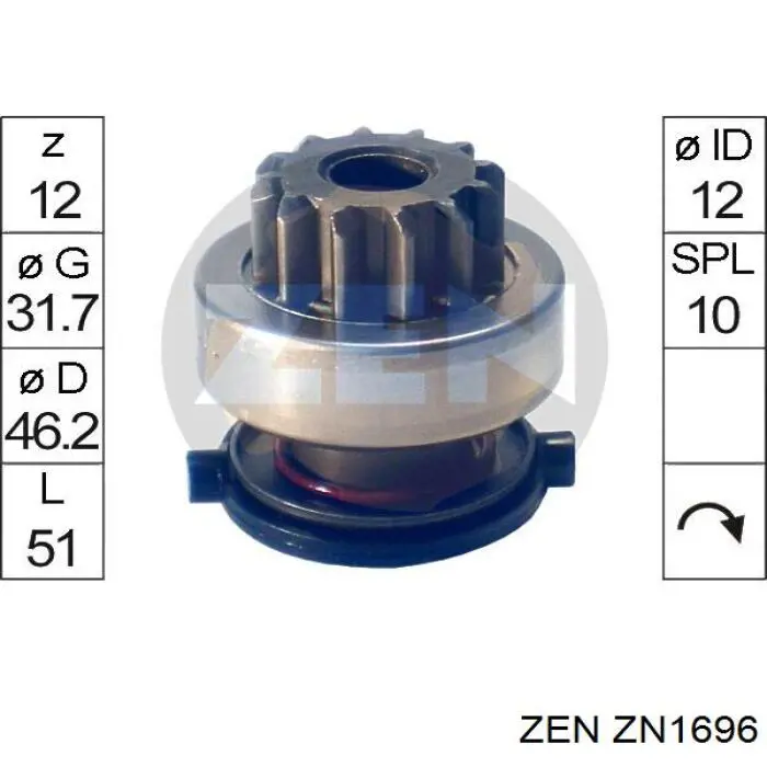 Бендикс стартера ZN1696 ZEN