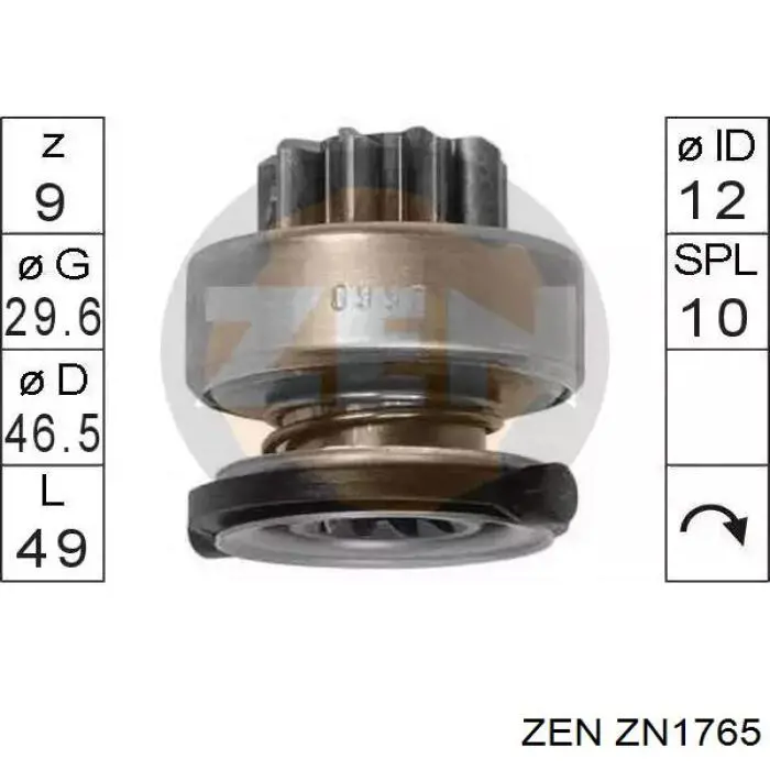ZN1765 ZEN Привод стартера