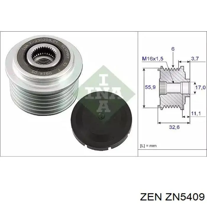Купить ZN5409 ZEN Шкив ремня генератора