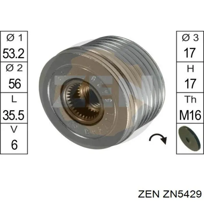 Шкив генератора ZN5429 ZEN