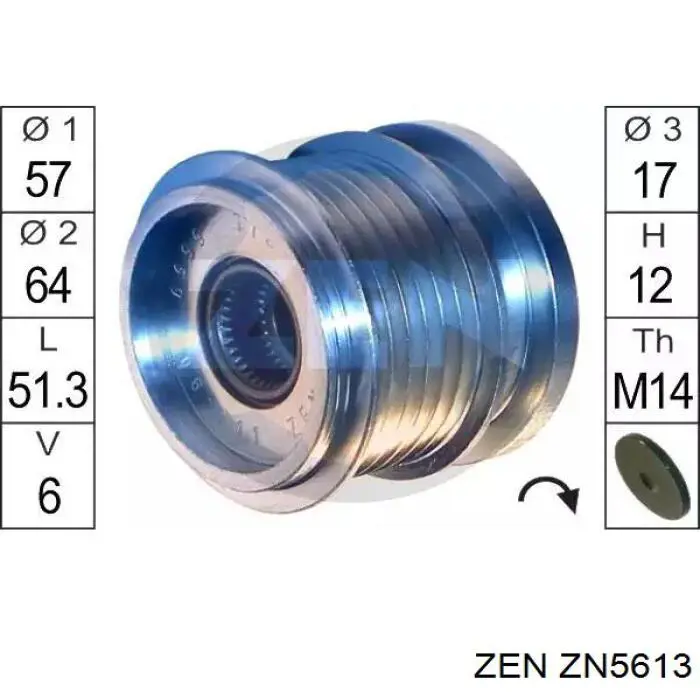 Купить ZN5613 ZEN Шкив ремня генератора