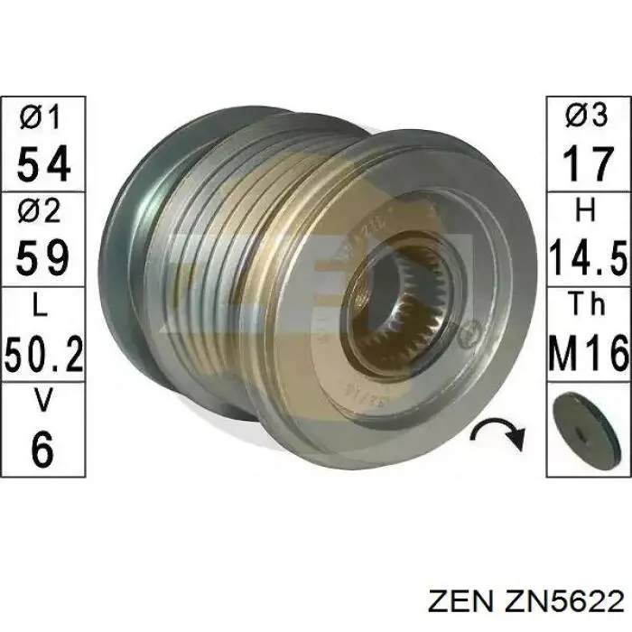 Купить ZN5622 ZEN Шкив ремня генератора